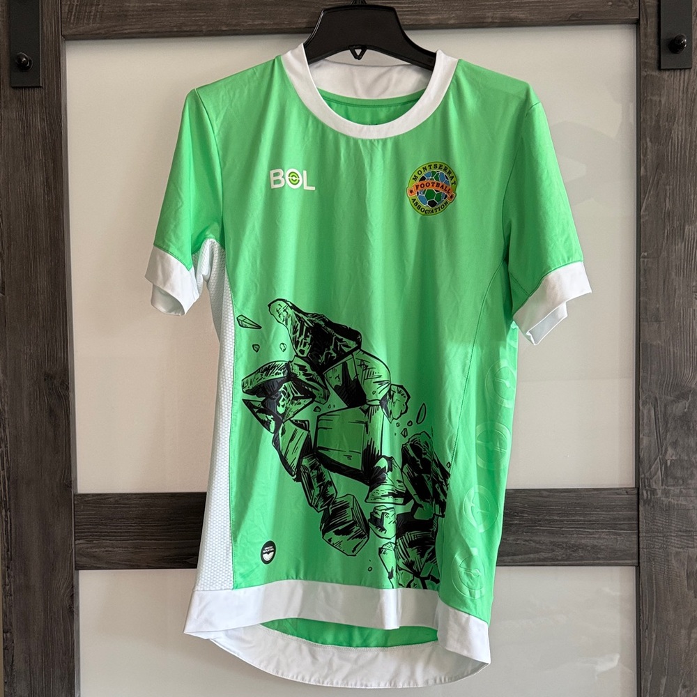 Montserrat Green and White Graphic Soccer Jersey